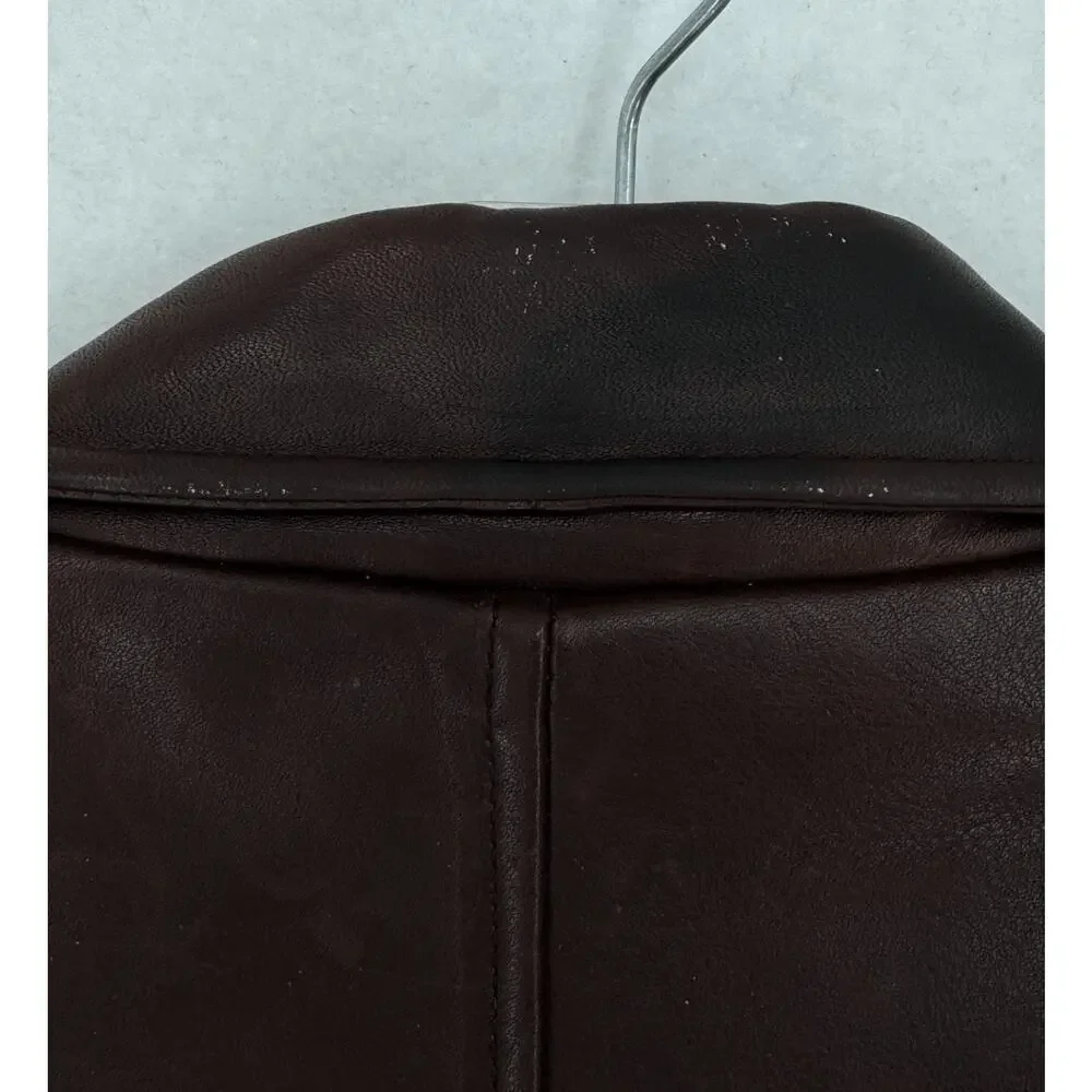 Vintage Banana Republic Mens Dark Brown Leather Snap Up Bomber Jacket Sz 42